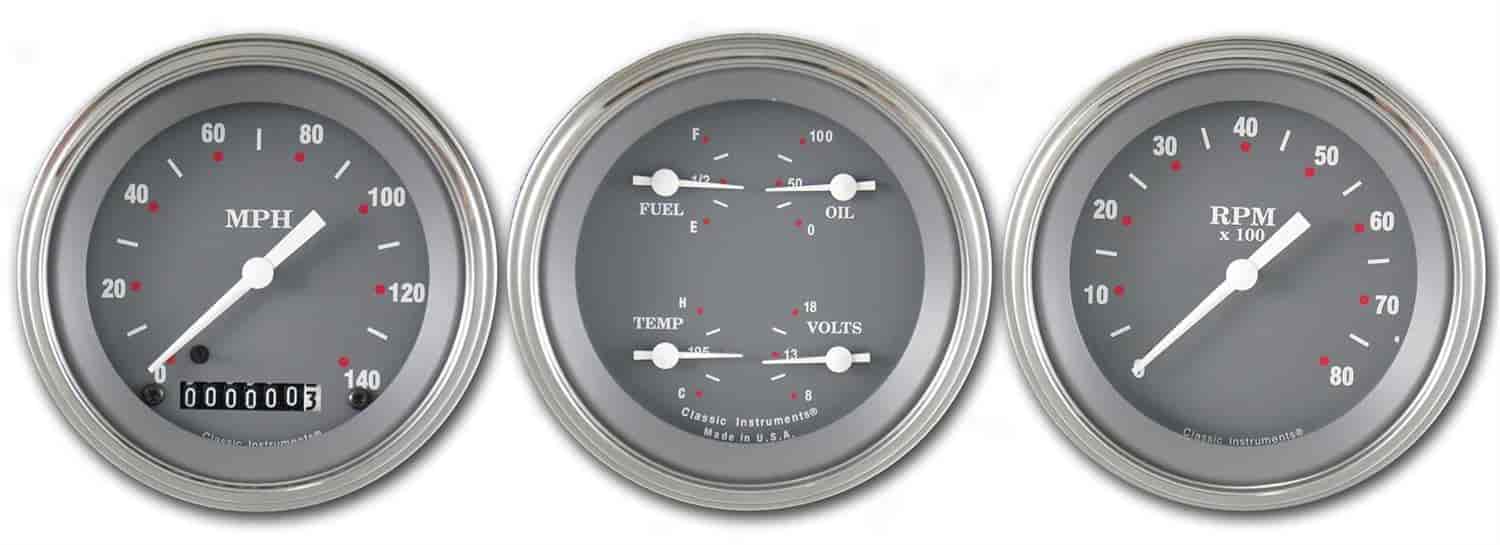 SG Series 3-Gauge Set 3-3/8" Electrical Speedometer (140 mph)