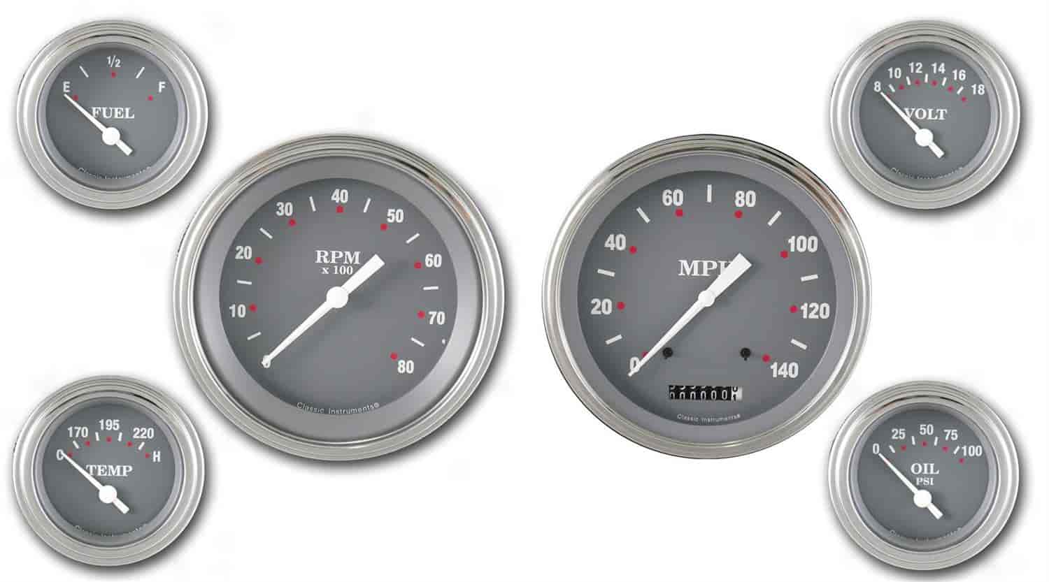 SG Series 6-Gauge Set 4-5/8" Elec Speedometer (140 mph)
