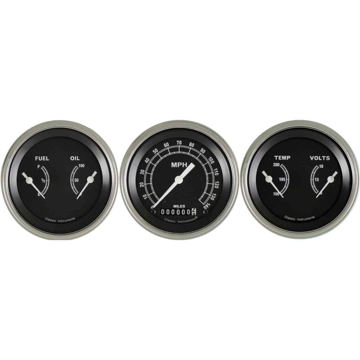 Traditional Series 3-Gauge Set 3-3/8" Electrical Speedometer (140 mph)