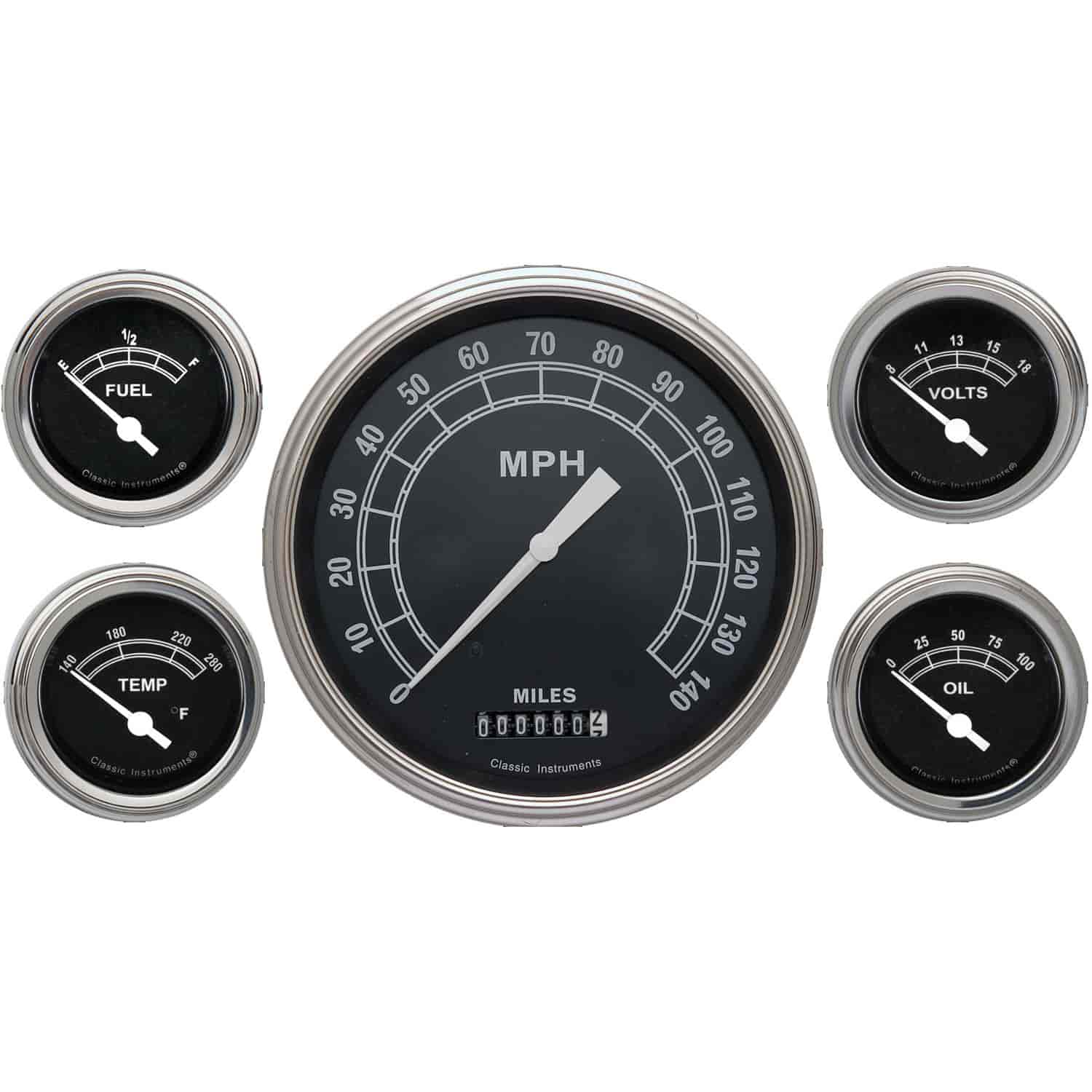 Traditional Series 5-Gauge Set 4-5/8" Electrical Speedometer (140 mph)
