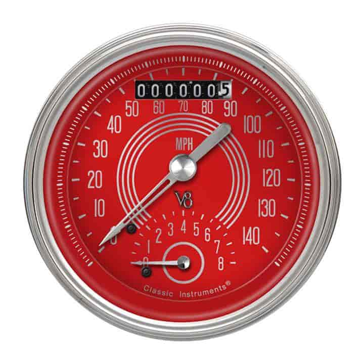 Ultimate Speedometer/Tachometer Combo V8 Red Steelie Style