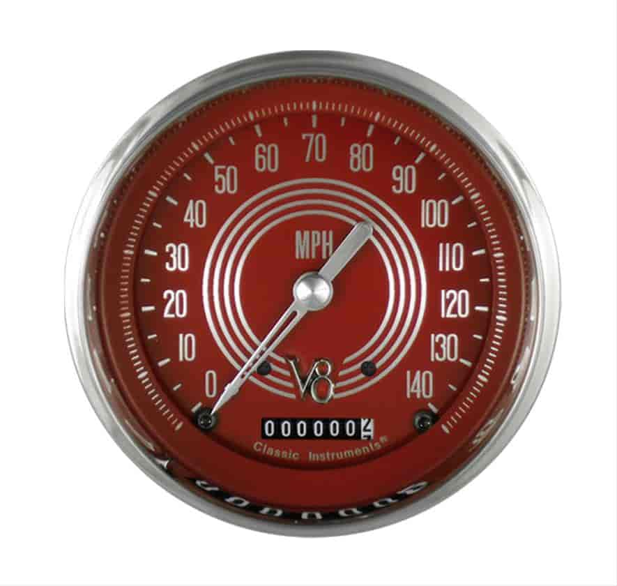 V8 Red Steelie Series Speedometer 4-5/8" Electrical