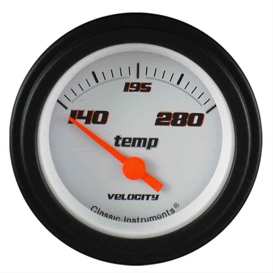 Velocity White Series Water Temperature Gauge 2-1/8" Electrical