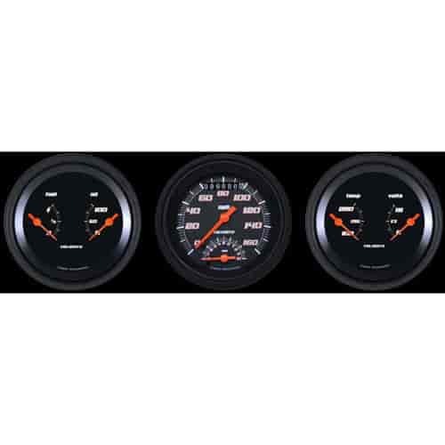 Velocity Black Series 3-Gauge Set 3-3/8" Electrical Ultimate Speedometer (160 mph)
