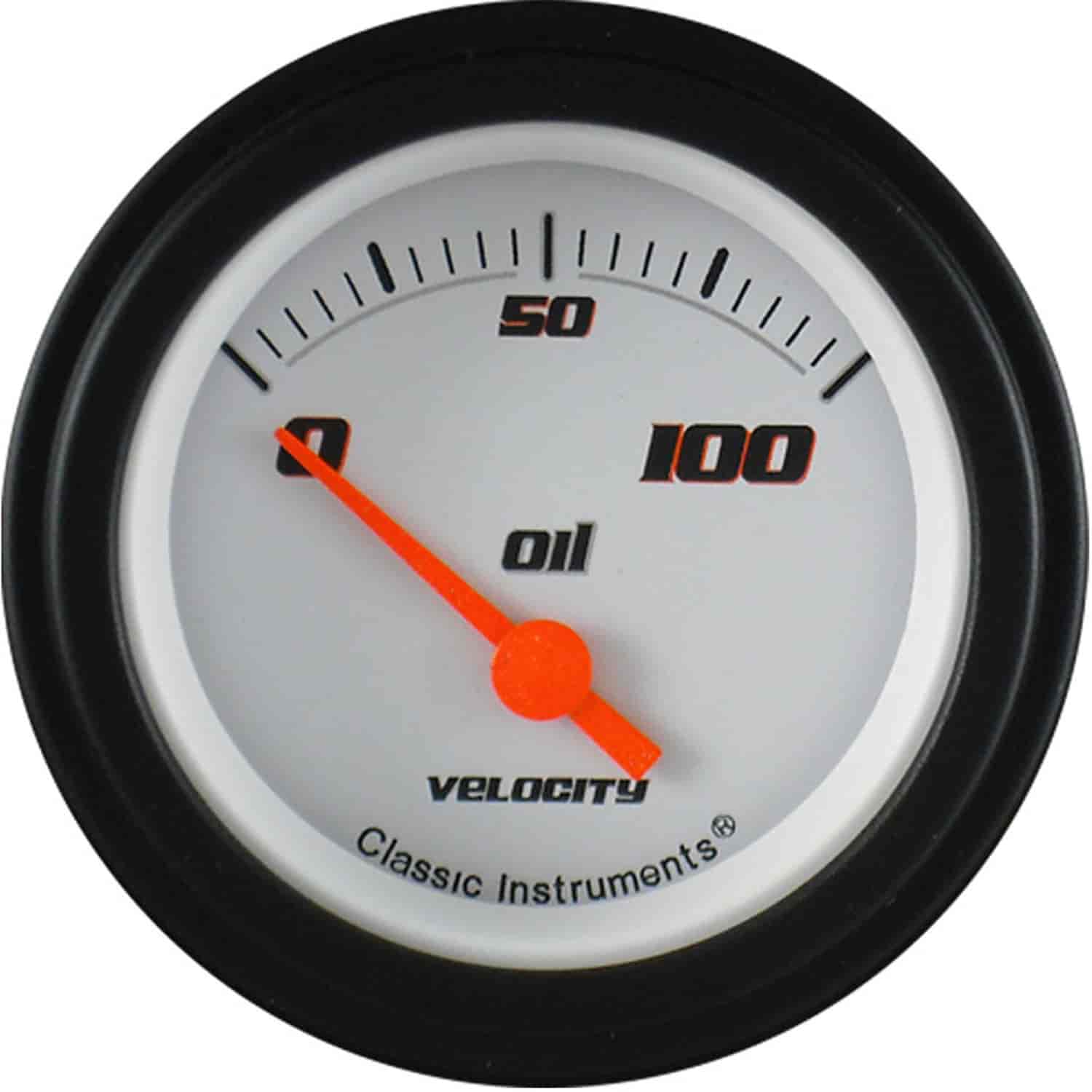 Velocity White Series Oil Pressure Gauge 2-1/8" Electrical