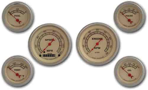 Vintage Series 6-Gauge Set 3-3/8" Elec Speedometer (140 mph)