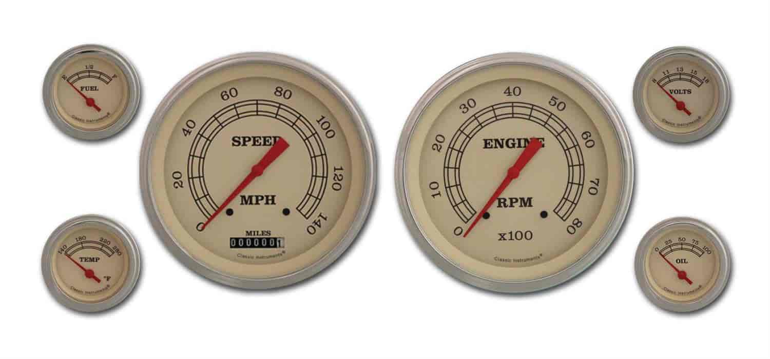 Vintage Series 6-Gauge Set 4-5/8" Elec Speedometer (140 mph)