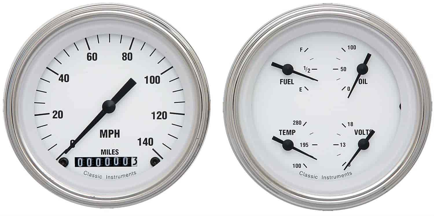 White Hot Series 2-Gauge Set 3-3/8" Electrical Speedometer (140 mph)