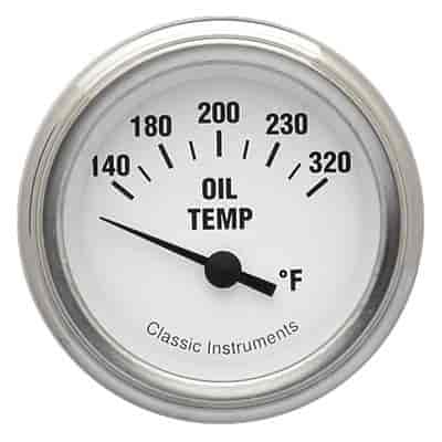 White Hot Series Oil Temperature Gauge 2-1/8" Electrical