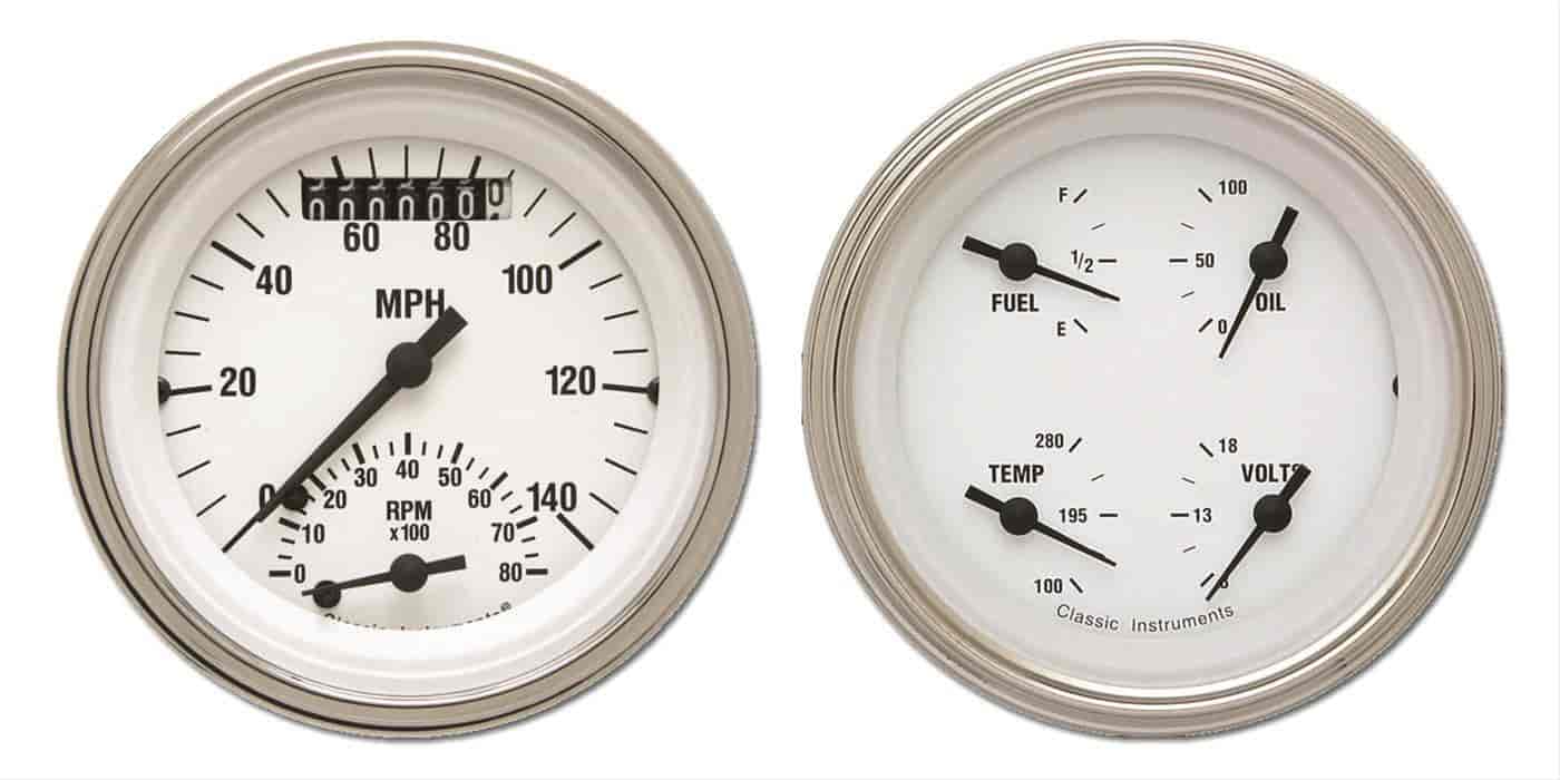 White Hot Series 2-Gauge Set 3-3/8" Electrical Ultimate Speedometer (140 mph)