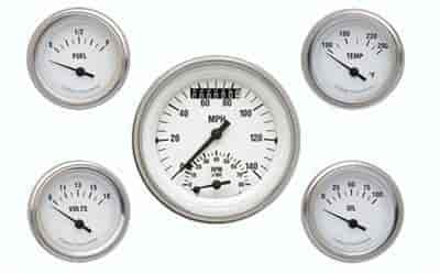 White Hot Series 5-Gauge Set 3-3/8" Electrical Ultimate Speedometer (140 mph)