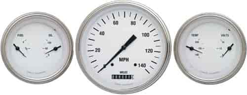 White Hot Series 3-Gauge Set 4-5/8" Electrical Speedometer (140 mph)