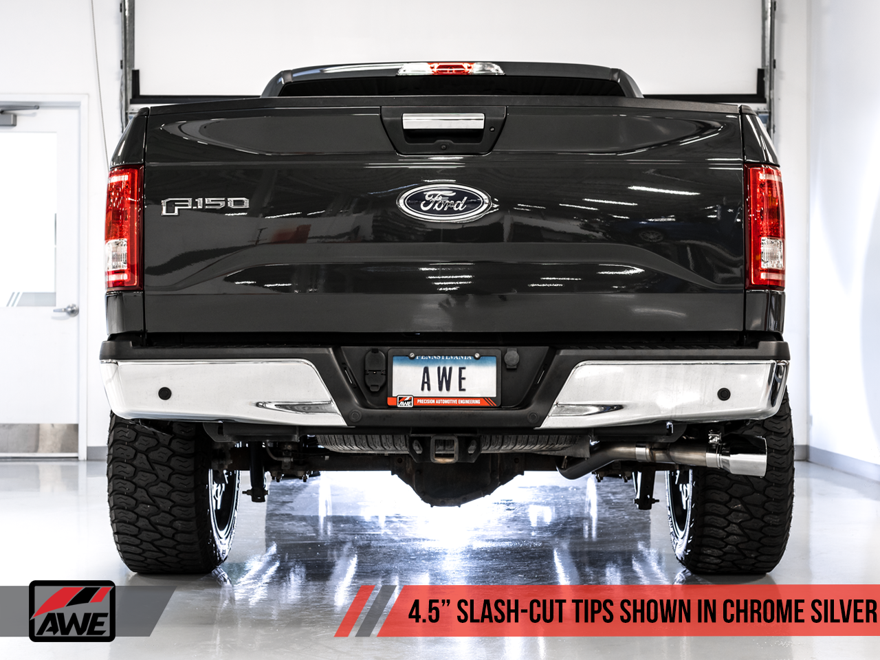 0FG Single Exit Exhaust for '15-'20 F-150 - 4.5" Chrome Silver Tips