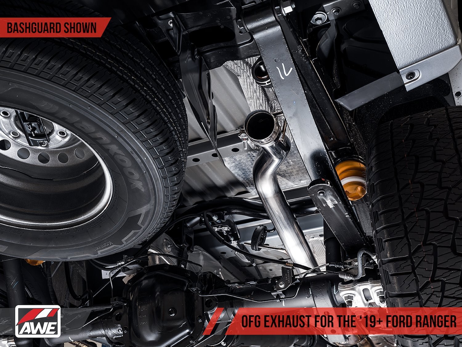0FG Exhaust with BashGuard for Ford Ranger - Dual Diamond Black Tips