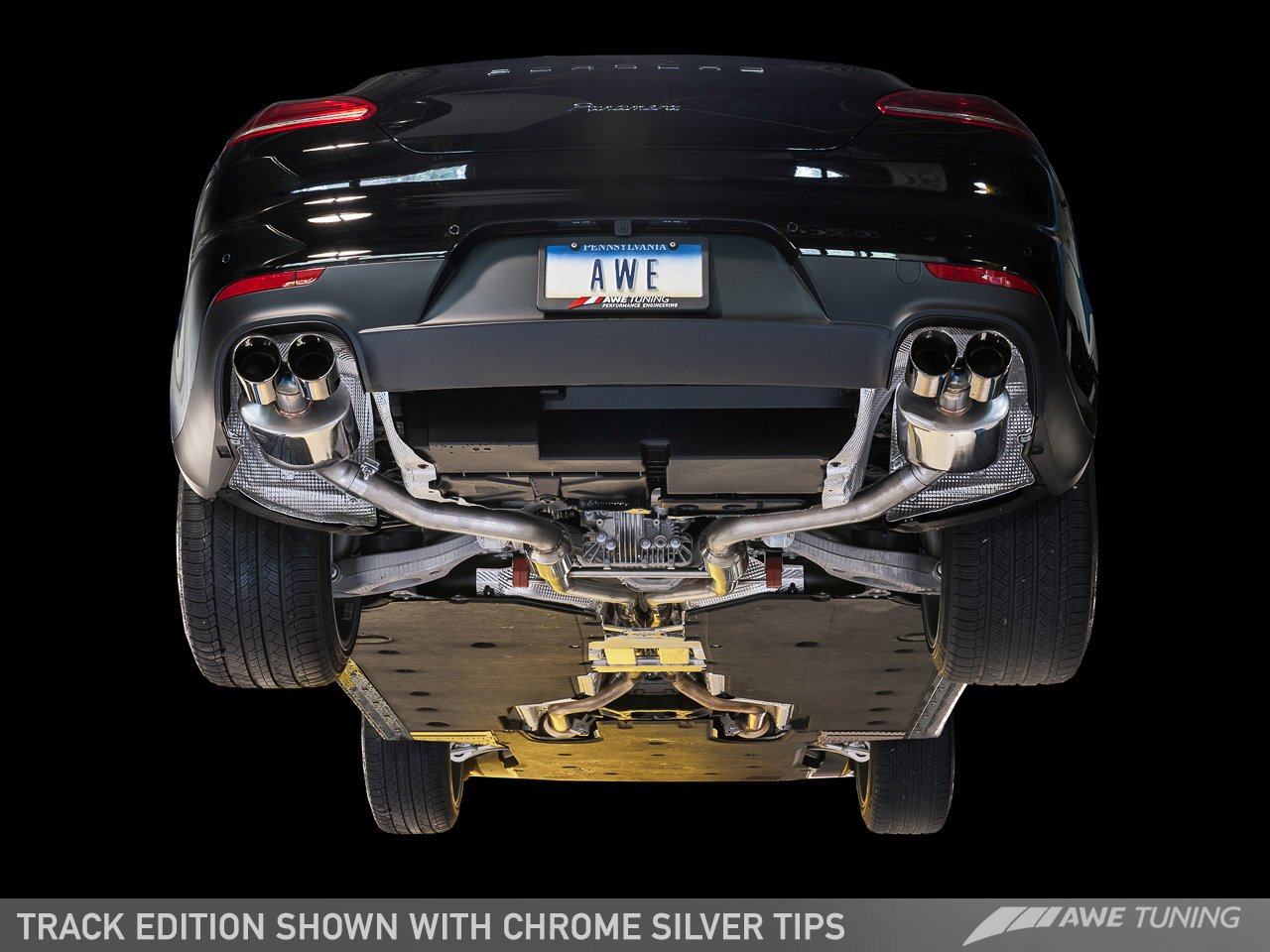 AWE Track Edition Exhaust for 970 Panamera 2/4 (2014+) -- With Chrome Silver Tips