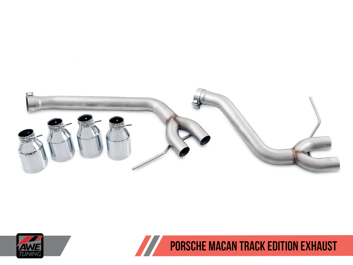AWE Track Edition Exhaust System for Porsche Macan S / GTS / Turbo - Chrome Silver 102mm Tips