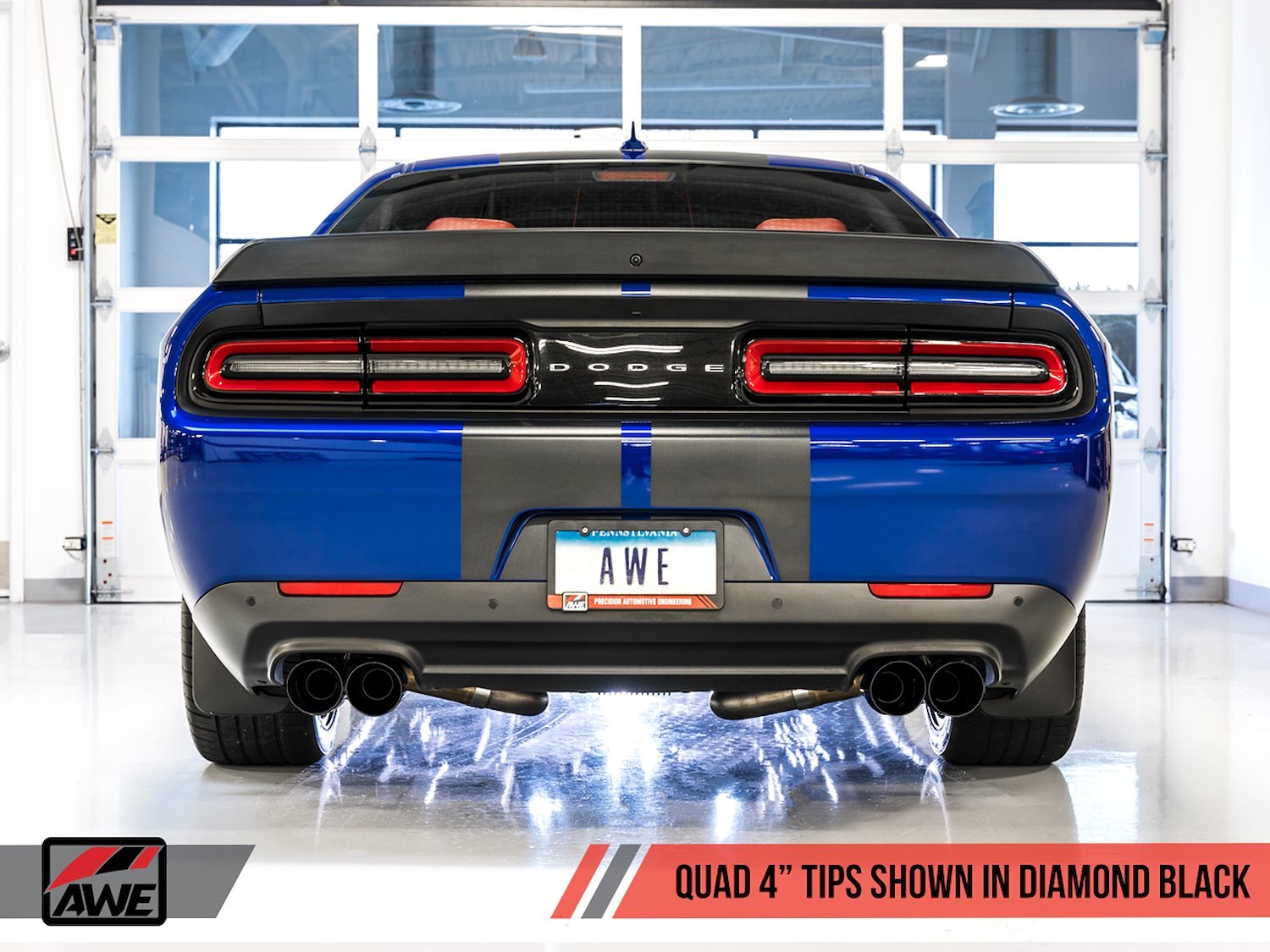 AWE Touring Edition Exhaust for 17+ Challenger 5.7 - Non-Resonated - Diamond Black Quad Tips