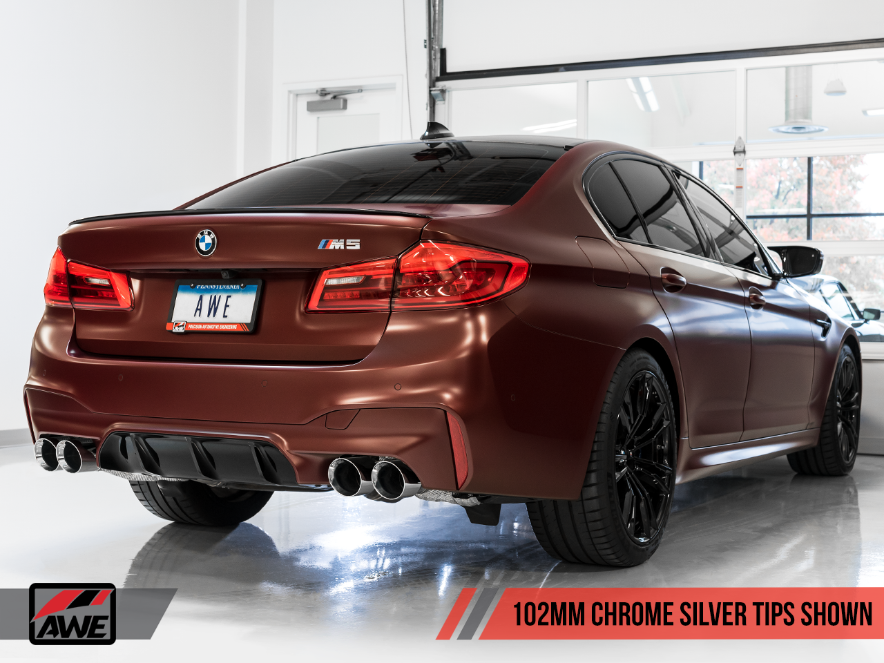 AWE SwitchPath Axleback Exhaust for BMW F90 M5 - Chrome Silver Tips