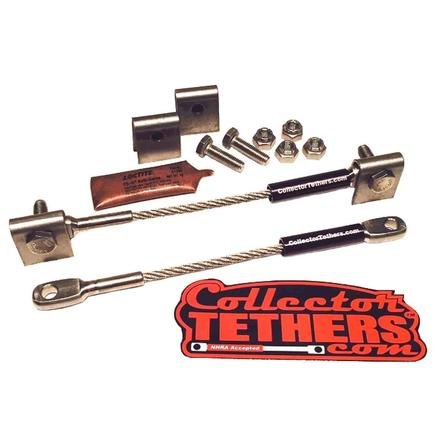Weld On Collector Tether Kit Stainless Steel Brackets with Black Marking Sleeve