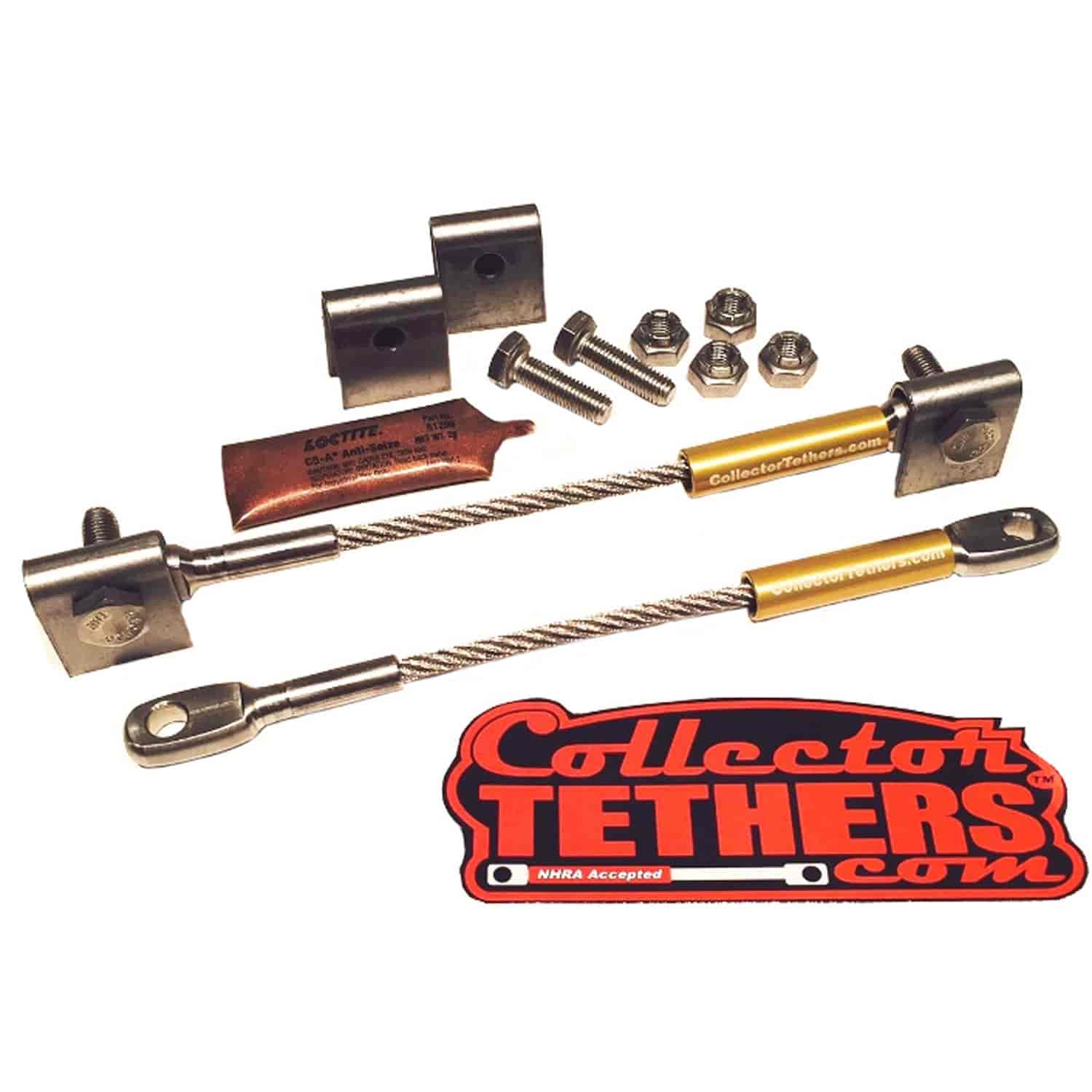 Weld On Collector Tether Kit Stainless Steel Brackets with Gold Marking Sleeve