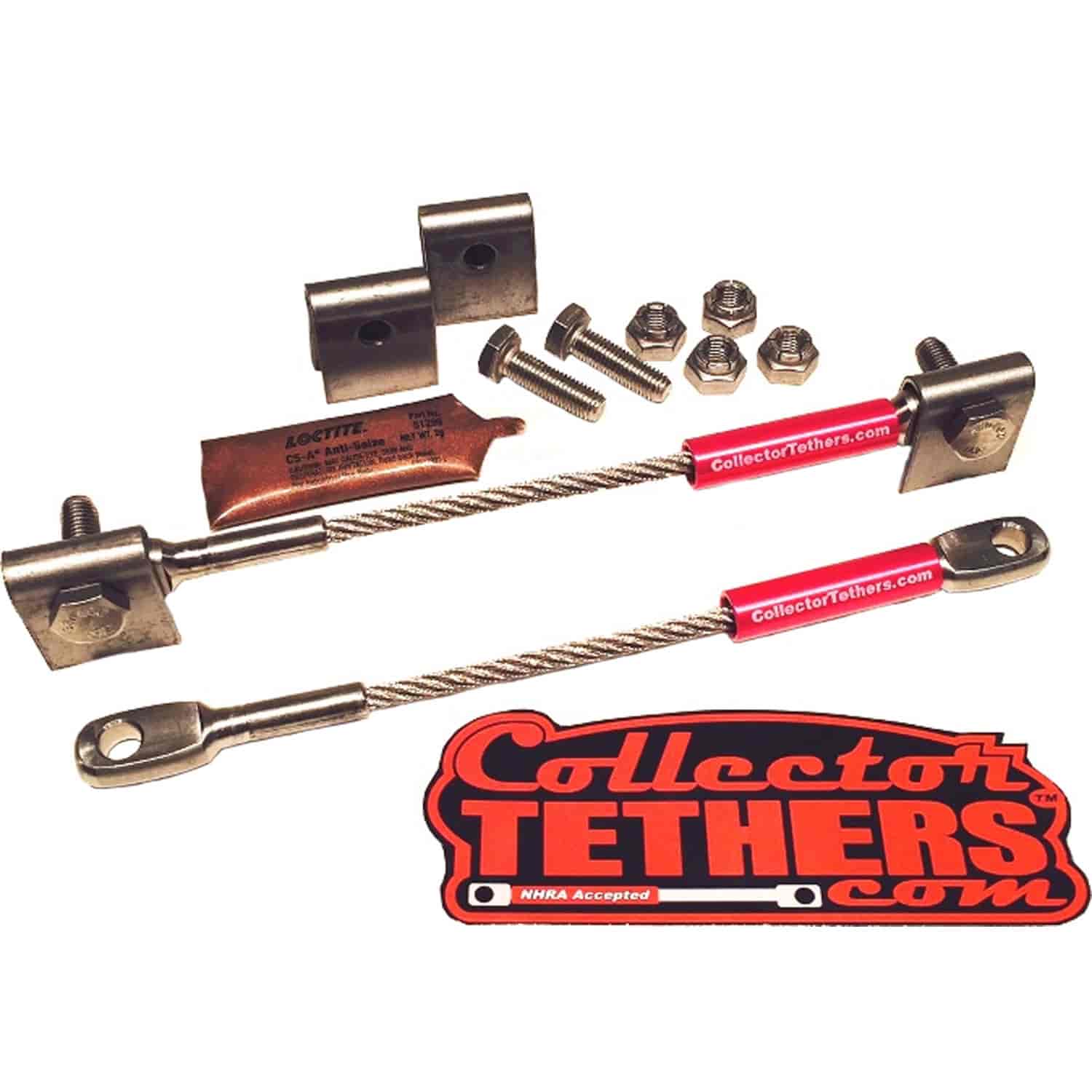 Weld On Collector Tether Kit Mild Steel Brackets with Pink Marking Sleeve