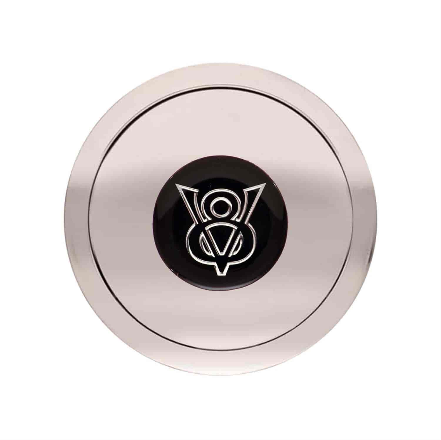 V8 Logo Small Diameter Shows Bolt Pattern Horn Button Billet w/Color