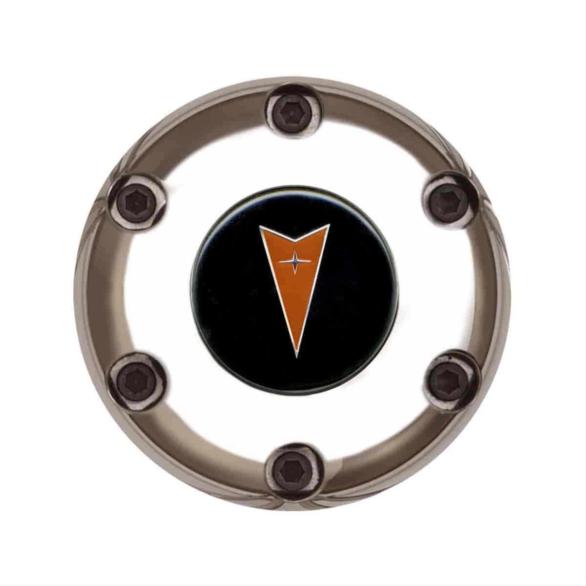 GT3 Gasser/Euro Style Horn Button Pontiac Logo Colored 6-Hole Style Style Polished with Black Center