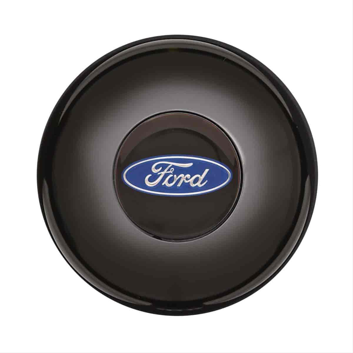 GT3 Gasser/Euro Style Horn Button Ford Oval Colored Smooth Style Black Anodized