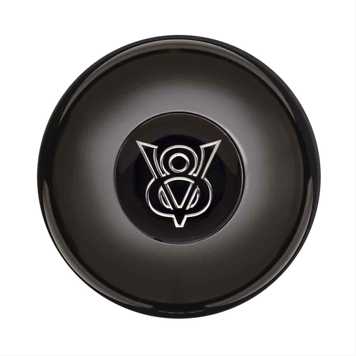 GT3 Gasser/Euro Style Horn Button "V8" Emblem Colored Smooth Style Black Anodized