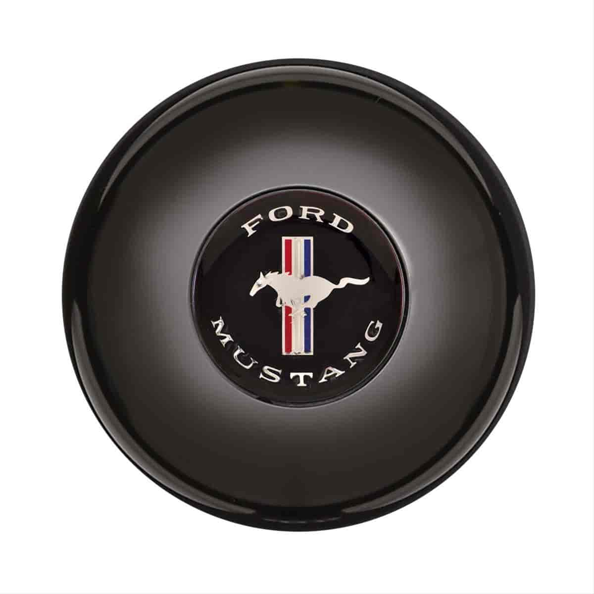 GT3 Gasser/Euro Style Horn Button Ford Mustang Logo Colored Smooth Style Black Anodized