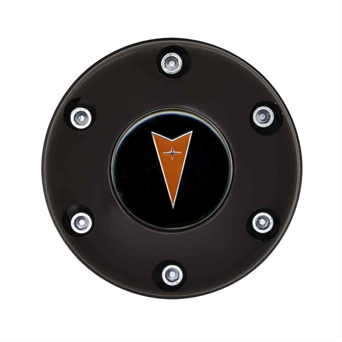 GT3 Gasser/Euro Style Horn Button Pontiac Logo Colored 6-Hole Style Black Anodized