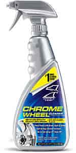 Chrome Wheel Cleaner No-scrub, thick foam latches to wheel surface for thorough clean