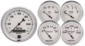 Old Tyme White II 5-Gauge Kit 3-3/8" Electrical Speedometer (120 mph)