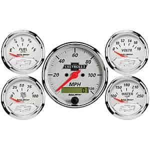 Officially Licensed GM "Vintage" 5-Gauge Kit 3-1/8" Electrical Speedometer (120 mph)