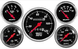 Designer Black 5-Gauge Kit 3-1/8" Mechanical Speedometer (120 mph)