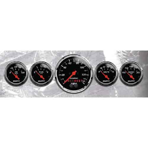 Designer Black 5-Gauge Kit 3-3/8" Speedometer (120 mph, Digital Display)