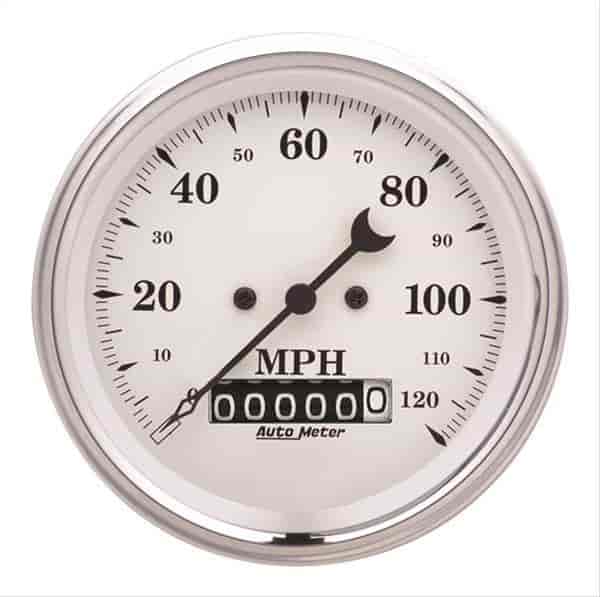 Old Tyme White Speedometer 3-3/8" Electrical