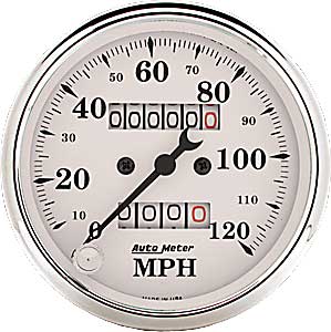 Old Tyme White Speedometer 3-1/8" Mechanical