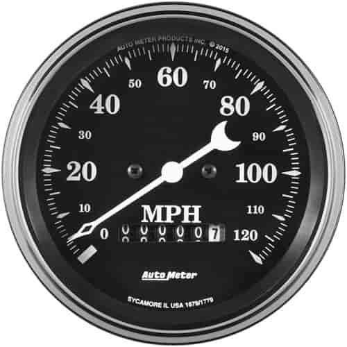 Old Tyme Black Speedometer With Programmable Wheel Odometer