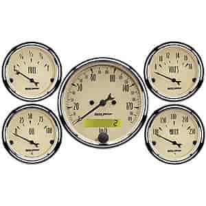 Antique Beige 5-Gauge Kit 3-1/8" Electrical Speedometer (190 kph)