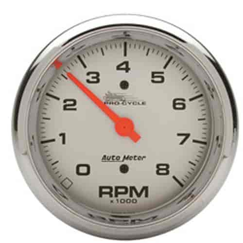 GAUGE TACH 3 3/4 8K RPM 2/4 CYLINDER SILVER PRO-CYCLE