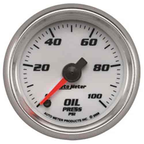 GAUGE OIL PRESSURE 2 1/16 100PSI DIGITAL STEPPER MOTOR WHITE PRO-CYCLE