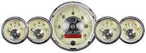 Antique Ivory 5-Gauge Kit 3-3/8" Speedometer w/Digital Odometer (120 mph)