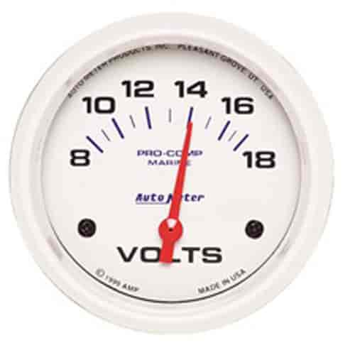 Pro-Comp White Phantom Marine Voltmeter Diameter: 2-5/8"