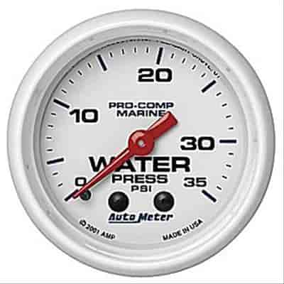 Pro-Comp White Phantom Marine Water Pressure Gauge Diameter: 2-1/16"