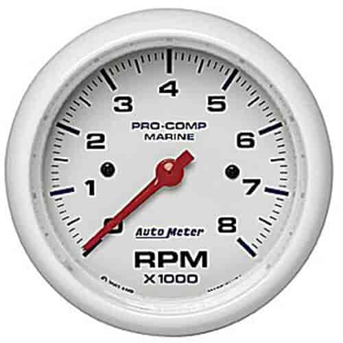 Pro-Comp White Phantom Marine Tachometer Diameter: 3-3/8"