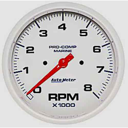 Pro-Comp White Phantom Marine Tachometer Diameter: 5"