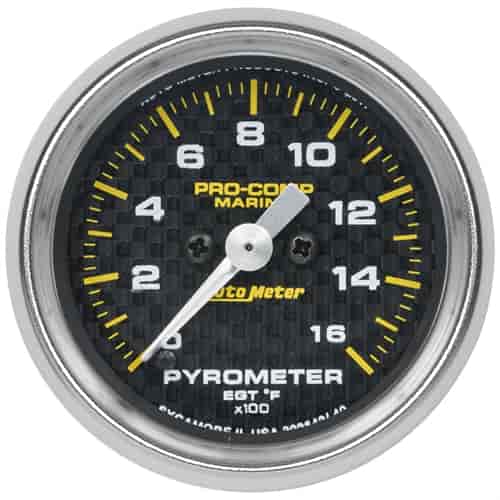 Pro-Comp Carbon Fiber Marine Pyrometer Gauge Diameter: 2-1/16"