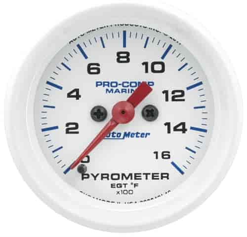 Pro-Comp White Phantom Marine Pyrometer Gauge Diameter: 2-1/16"