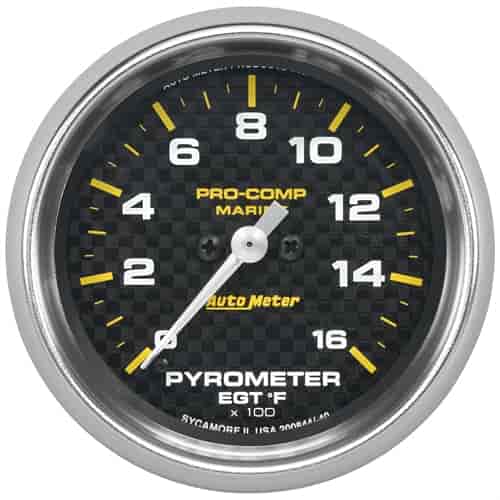 Pro-Comp Carbon Fiber Marine Pyrometer Gauge Diameter: 2-5/8"